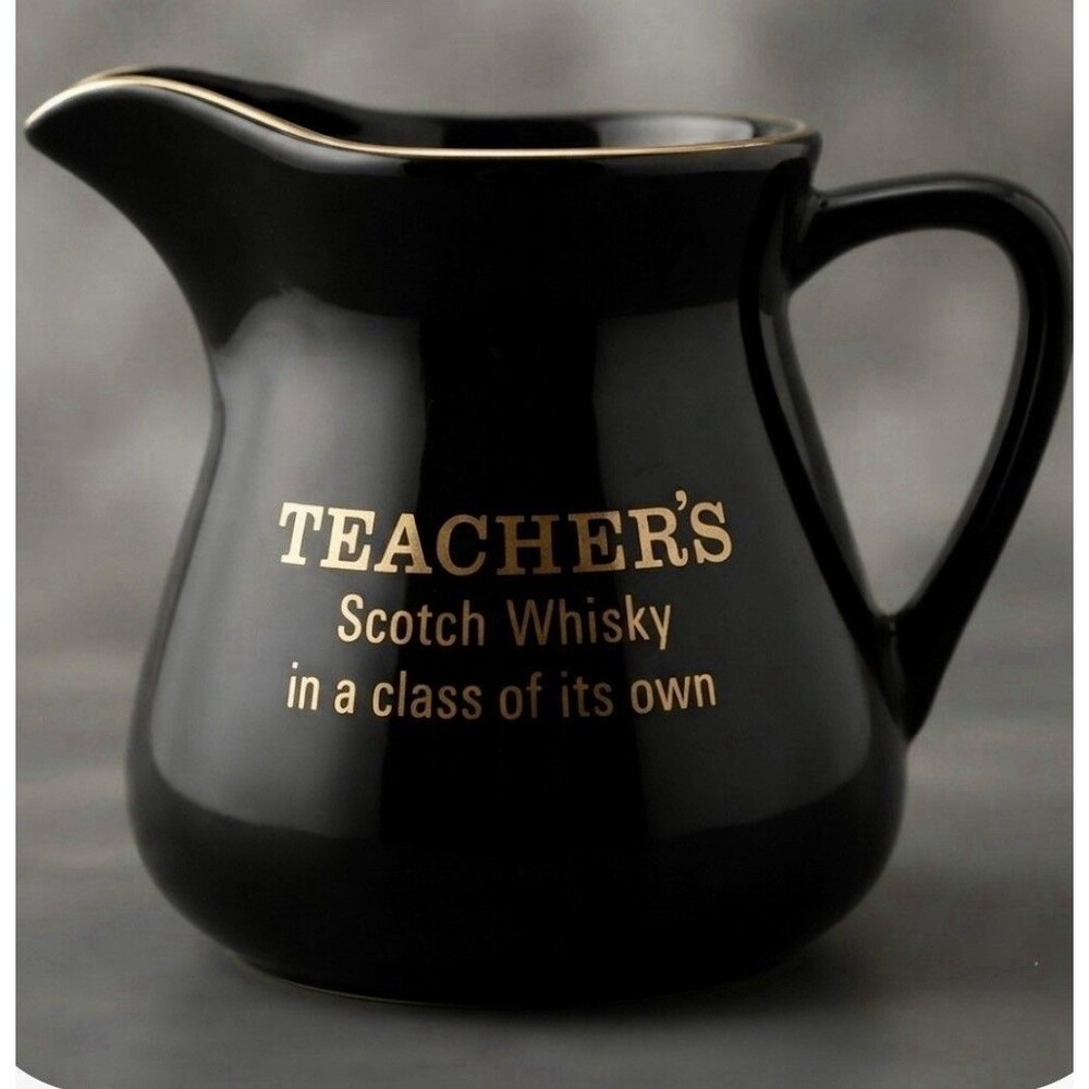 VTG Wade England Teacher's Scotch Whisky Black Ceramic Pitcher VG!